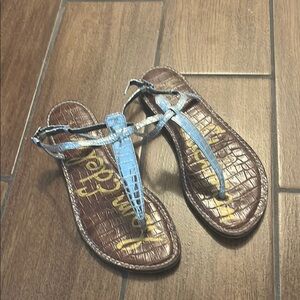 Sam Edelman silver metallic T-Strap/ thong Sandals